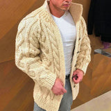 40.46Aidase New Mens Autumn Winter Sweater Long Sleeve Standing Collar Twisted Jacquard Men's Casual Cardigans aidase-shop
