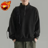 Aidase Sweatshirts for Man Top Hoodieless Men's Clothing Solid Pullover Fleeced Half Zip Sweat Shirt Funny Harajuku Fashion Autumn Emo aidase-shop
