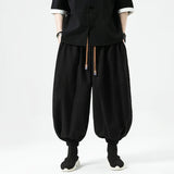 Aidase Summer Men Wide Leg Pants Men Dark Wind Solid Color Casual Pants Japanese Styles Harun Pants Men Cotton Linen Lantern Pants