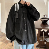 =Aidase Fashion Lapel Button All-match Solid Shirts Coats Men's Clothing Spring New Loose Casual Long Sleeve Tops Korean Shirt aidase-shop
