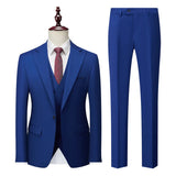 AIDASE  -  Korean-Style Slim-Fit Solid Color Suit Three-Piece Men's Wedding Dress Best Man Suit Business Career Ceremonial Clothing aidase-shop