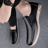 Aidase Shoes Men Slip-On Leather Shoes Casual Shoes Driving Moccasin Non-slip Loafers Men Bule Shoes Luxury Brand High Quality aidase-shop