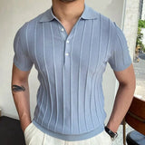 Aidase Men's Short-Sleeved Polo Shirt with Lapel Collar, Business Casual Style, Pure Color Sweater, New Fashionable Design, Plus Size