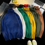 AIDASE  -  New Autumn Winter Men Turtleneck Sweater Pullover Tops Male Solid Color Loose Jumpers Mens Long Sleeve Knitted Tops P106 aidase-shop
