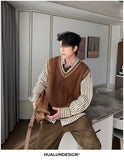 AIDASE  -  Loose Men's Knitted Sweater V-Neck Autumn Winter New Style College Wind Vest Twisted Korean Version Loose Top for Men aidase-shop