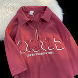 AIDASE  -  plus Size American Sle Pure Cotton Patchwork f Zip  irt Loose ort Sve T-irt for Men And Women Summer Casual aidase-shop