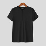 AIDASE  -  Men T Shirt Knitted Solid Color Zipper O-neck Short Sleeve Male Tee Tops Streetwear 2025 Fashion Casual Men Clothing aidase-shop