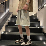 AIDASE  -  Men's New Style Spliced button Zipper Pockets Fashionable Loose Versatile Casual Denim Shorts aidase-shop