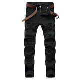 AIDASE  -  New Men's Stretch Jeans, Featuring A Distinctive Multi-ripped Design and Elastic Fabric, Showcase Individual Style. aidase-shop