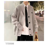 AIDASE  -  Fall Winter V-Neck Knitted Sweater Cardigan Men's Solid Color Casual Style Lazy Fashion Outerwear Comfortable Soft Material aidase-shop