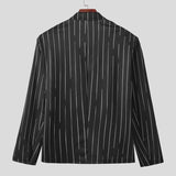 AIDASE  -  Men Blazer Striped Patchwork Lapel Long Sleeve One Button Casual Male Suit Streetwear 2025 Fashion Thin Coats Blazer Men aidase-shop