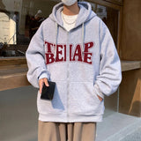 AIDASE  -  American Style Loose Men's Hoodie Jacket Spring Autumn High Street Casual Couple Open Cardigan Top Polyester Fiber Long Sleev... aidase-shop