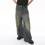Aidase Men's Vintage Jeans Fashion Washed Street Casual Wide Leg Denim Pants Summer Distressed Loose Male Versatile Trousers aidase-shop