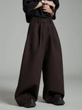 AIDASE  -  Loose Fit Men's Casual Pants with Pockets Pleated Slimming Daily Simple Style Pure Color Imported from Mainland China aidase-shop