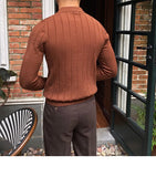 Aidase Autumn Casual Men's Knitted Sweater Striped Polo Shirt Men Mode Homme 2022 Lapel Polo T-shirt Men's Elastic Jacquard Business aidase-shop