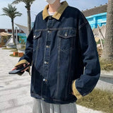 AIDASE  -  Retro American Denim Jacket for Men Oversize Loose Casual Spring Autumn Workwear Style Washed out Jacket Loose Fit Jeans Jacket aidase-shop