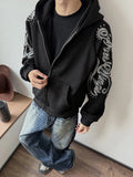 AIDASE  -  Spring New Casual Mens Hooded Sweatshirts Long Sleeve Zip-up Letter Printed Rivet Hoodies For Men Fashionable Loose Hoodie aidase-shop
