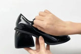 AIDASE  -  French Style Mary Jane High Heels for Women Summer Open Toe Chunky Block Heel Sandals Black Leather Loafers New Arrival aidase-shop