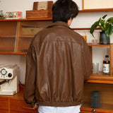 Aidase Japanese Mens Leather Jacket 2024 New Harajuku Retro Motorcycle Loose Couple Coat Big Pocket Lapel Bomber Outwear Y2k Trend aidase-shop