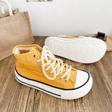 AIDASE  -  New Women Solid Canvas Shoes High Top Female Students Navy Canvas Sneakers Lace Up Flat Tennis Sports Shoes Short Ankle Boots aidase-shop