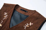 AIDASE  -  Retro Pattern Embroidery Corduroy Vest Coat Men Spring Fashionable Button-up V Neck Waistcoats Mens Casual Sleeveless Cardigans aidase-shop