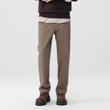 AIDASE  -  Autumn Men Black Khaki Solid Color Straight High Waist Simple Basic Casual Daily Trendy Suit Trousers Male Pants Bottom Clothes aidase-shop