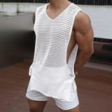 AIDASE  -  Summer Men Tide Fashion Loose Perspective Hollow Out Side Strap Casual Sexy Tank Tops Chic Ins Mesh Streetwear Vest aidase-shop