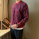 Aidase Thick Men's Knit Sweater Long Sleeve Loose Fit Knitwear Harajuku Original Vintage Clothing Deals Y2k Casual Pullovers Male