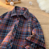 25.11Aidase Checkered Short Sleeved Shirt for Men and Women Summer New Retro Loose Half Sleeved Lining American Trend Hip-hop Loose Casual aidase-shop