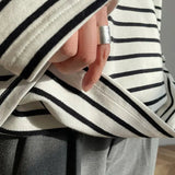 AIDASE  -  Spring Autumn Korean Style Trendy Retro Striped Print Round Neck Long-sleeved T-shirt for Men Loose Version aidase-shop