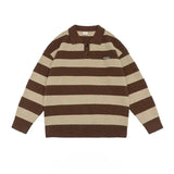 AIDASE  -  Winter  Collar Striped Loose Knitted Sweater for Men Trendy Brand Casual Autumn Winter Lazy Couples Loose Knitwear Top aidase-shop
