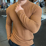 AIDASE  -  Spring Autumn Casual T-Shirt Men Long Sleeves Solid Shirt Fitness Bodybuilding Tees Tops Male Fashion Slim Stripes Tshirts aidase-shop