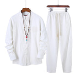 AIDASE  -  Day Man Suit Chinese Men Fall Linen Suit Men'S Chinese Tang Suit Two Piece Set Of Retro Disk Cotton Tea Zen Clothing 007 Suit aidase-shop