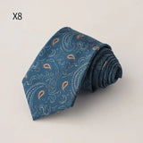 AIDASE  -  New Trendy Men's Silk Ties Jacquard Dot Floral Necktie 8cm Brown Green Neck Tie Daily Wear Shirt Suit Cravat Wedding Groom Gift aidase-shop