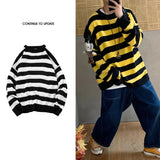 AIDASE  -  Classic Vintage Striped Sweater Men's Casual Japanese Trendy Red White Pullover Loose Round Neck Couple's Jumper Street Kintwear aidase-shop