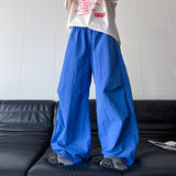 AIDASE  -  American Style Men's Casual Pants Pleated Summer Blue Sport Wide Leg Trousers Breathable Loose Oversized Bottoms 9W3095 aidase-shop