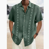 AIDASE  -  Men's Vintage Geometric Ethnic Pattern Button Shirt Lapel Hawaiian Style Summer Party Holiday Clothing aidase-shop
