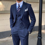 AIDASE  -  Tailor-made 3 Pieces Slim Fit Suit For Men high quality Pants Tuxedos Formal  navy blue Wedding Party Jackets Mens Clothing aidase-shop