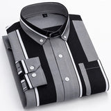Aidase Spring and Autumn Men's Pointed Neck Loose Button Pocket Printed Stripes Casual Fashion Elegant Commuter Long Sleeve Shirt aidase-shop