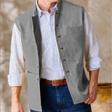 44.59Aidase Men Vests Sleeveless  Stand Up Collar Single Breasted Solid Color Lightweight Cardigan High Quality Male Outerwear chaleco aidase-shop