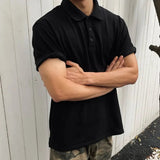 AIDASE  -  Men's Solid Color Short Sleeve Polo Shirt Casual Business Basic Top aidase-shop