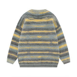 Aidase Autumn and Winter Striped Plush Thickened Men's Cardigan V-neck Fashionable Casual Loose Sweater Couple Streetwear Loose Knit aidase-shop