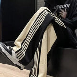 Aidase Trousers Summer Men's Sweatpants Thin Striped Straight Male Sports Pants Wide Leg Big Size Korean Y2k Fashion Casual Long