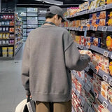 Aidase Plain Man Clothes Solid Color Knitted Sweaters for Men Cardigan with Pockets V Neck Knitwears Loose Fit Baggy New in aidase-shop