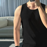AIDASE  -  Simple Men's Tank Tops Round Collar Summer Solid Color Sleeveless T-shirts Casual Korean Style Pullover Male Vests 9W3108 aidase-shop