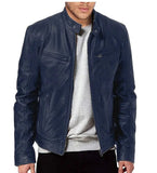 AIDASE  -  Men's Men's Leather Jacket Male Teen Stand-up Collar Punk Men's Locomotive Leather Jacket aidase-shop