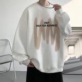AIDASE  -  8-Colour Round Collar Solid Colour Men's Sweatshirt Graffiti Printing Korean Style Loose Sweatshirt Casual Men's Pullover aidase-shop