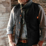 Aidase Vintage Waistcoats Mens Sleeveless V Neck Single Breasted Vest Jacket For Men Spring Fashion Patchs Pockets Design Vest Coat Man aidase-shop