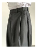 Aidase Korean Gray Casual Suit Pants Men Pleated Loose Wide Leg Pant Spring Autumn New Fashion Design Sense Trendy Trousers Streetwear