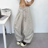 AIDASE  -  Men's Cargo Pants 2025 Summer New Simple Trendy Drawstring Solid Color Loose Casual Straight-leg Male Trousers 21E6956 aidase-shop